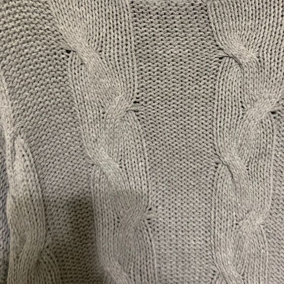 Gray Chunky Cable Fisherman Turtleneck Sweater Size Large Oversized - Picture 6 of 7
